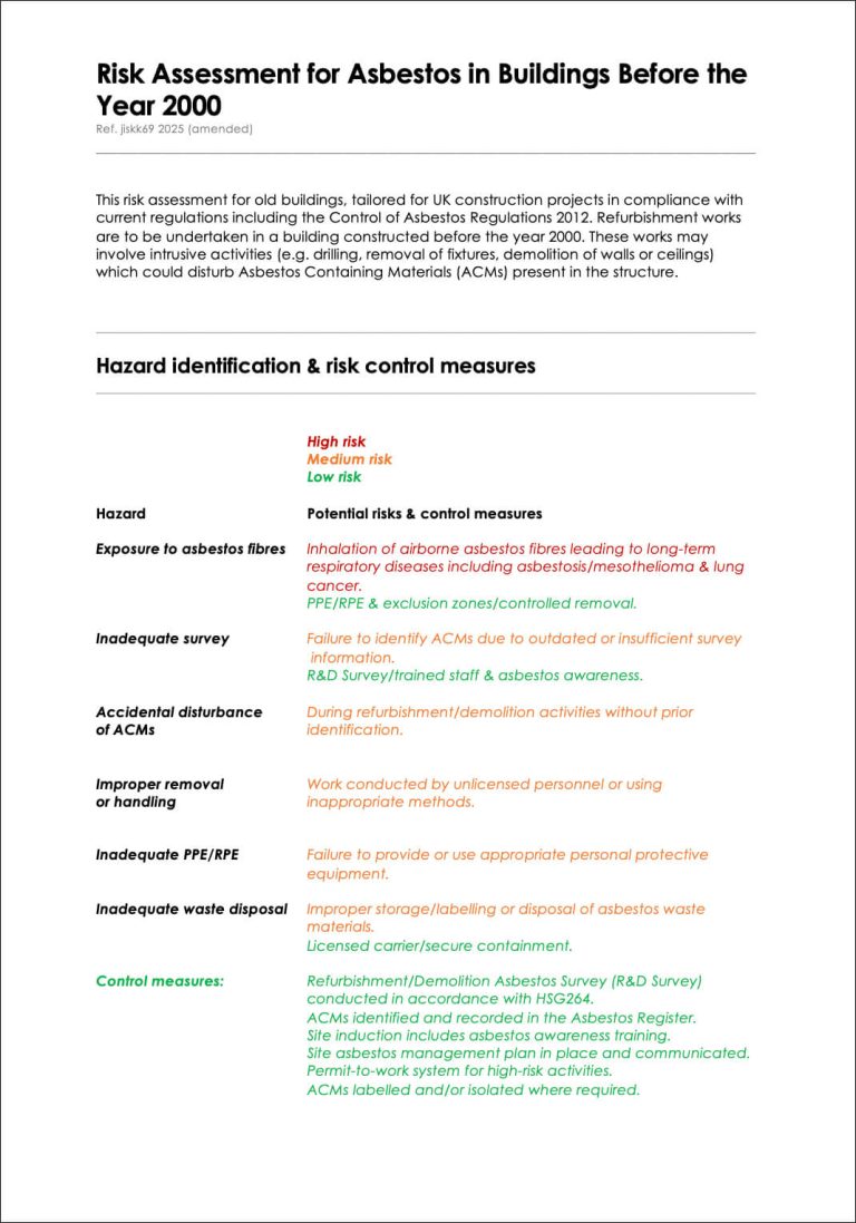 Risk Assessments – Competent Health & Safety Advisory Service